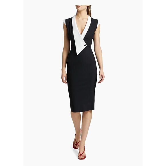 Chiara Boni La Petite Robe Womens Sorai Plunge Neck Cocktail Dress Black 8 - Picture 2 of 12